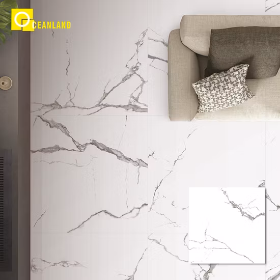 Carreaux de porcelaine polis vitrés blancs de mur carrelage en céramique de marbre de Chine